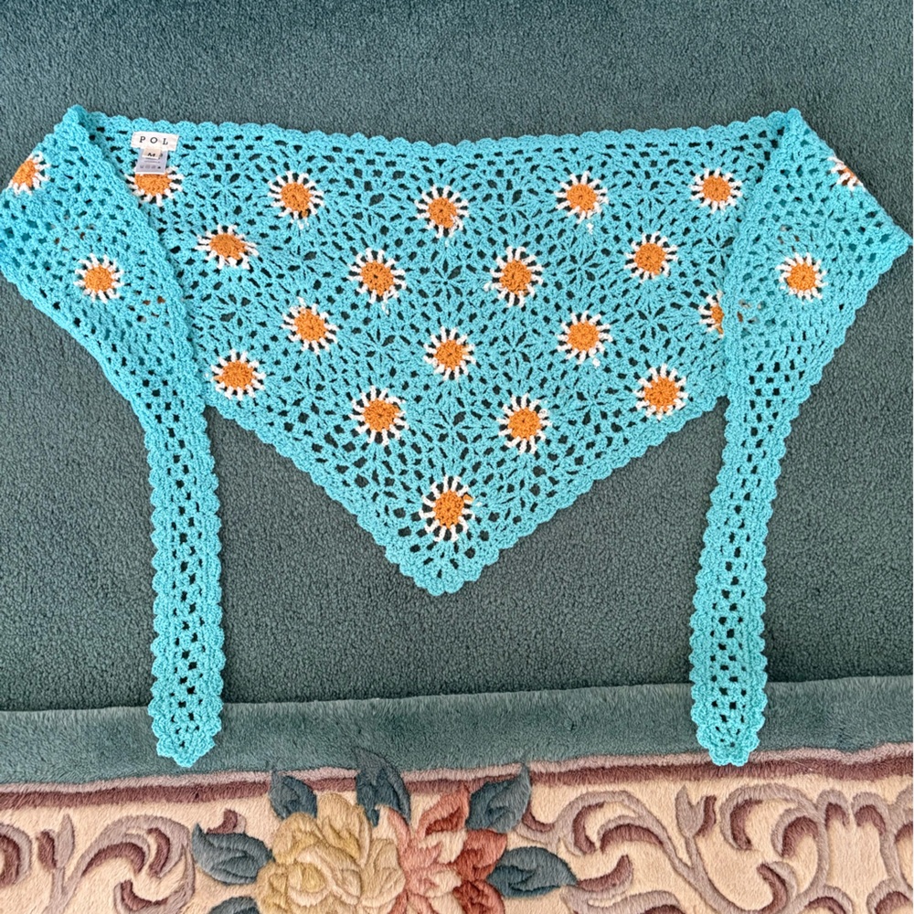 POL Sun Crochet Wrap in Turquoise and Orange